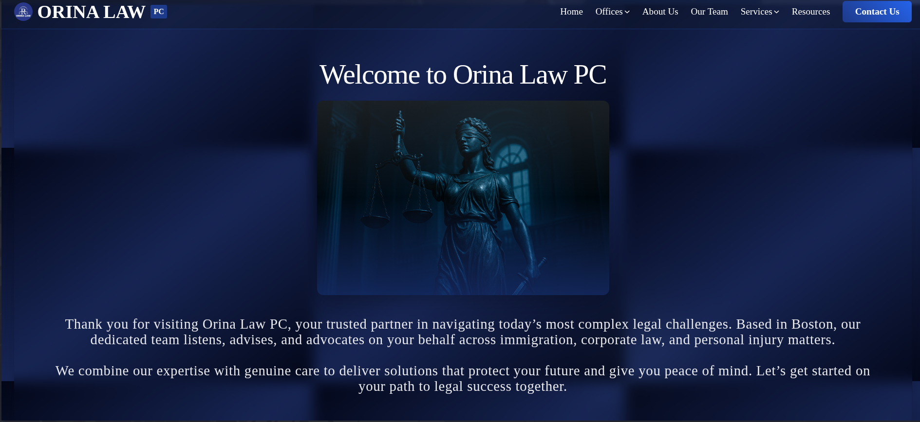 Orina Law PC - Landing Page & Appointment Booking